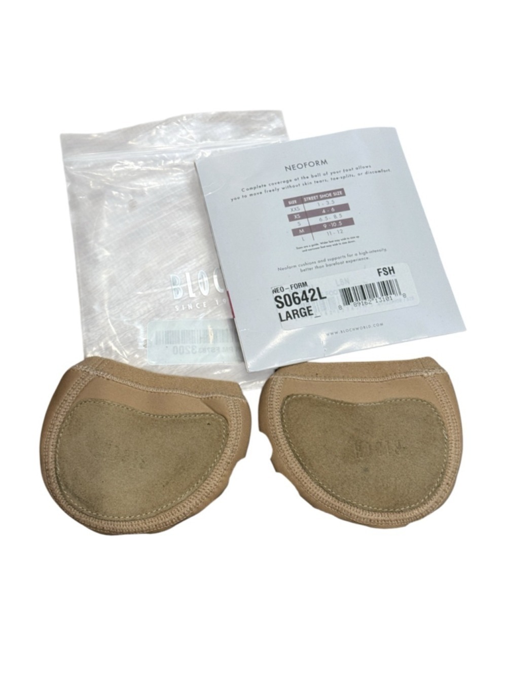 Bloch Neoform Foot Undeez Nude Dance Paws S0642L Large - Picture 4 of 4